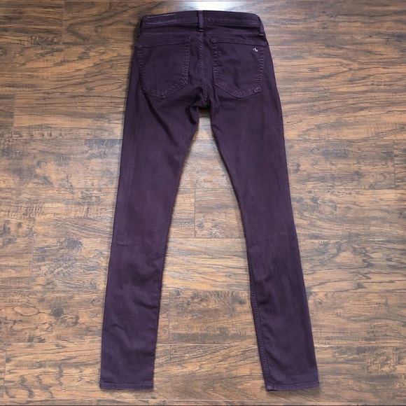 rag & bone • The Dre skinny boyfriend jeans Aged Wine burgundy maroon ankle slim - Picture 8 of 10